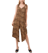 Vince Camuto Leopard Tie Shoulder Jumpsuit Large brown pockets Animal Print L - £23.32 GBP