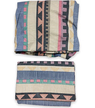 Vtg 80s 90s CANNON Twin Fitted &amp;Flat Sheet Retro Geometric Aztec Southwest Print - £23.33 GBP