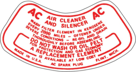 Reproduction Air Cleaner Instruction Decal 1955-1960 Bel Air Nomad and Trucks - £13.41 GBP