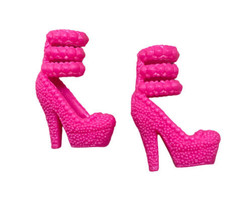 Barbie Doll Hot Pink Ankle Tie High Heel Platform Shoes Fits 11 in Doll ... - $8.08