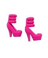Barbie Doll Hot Pink Ankle Tie High Heel Platform Shoes Fits 11 in Doll ... - £7.04 GBP