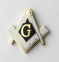 Free Masons Mason Masonic Ruler Compass White Emblem Lapel Pin Badge 1 Inch - £4.40 GBP