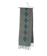 Women&#39;s Cejon Argyle Pattern Fringe Scarf Green &amp; Brown EUC - $9.41