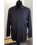 Button Up Shirt Men&#39;s Geoffrey Beene Size 16 Long Sleeve Striped Pre-owned - $19.12 CAD