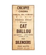 1966 Cat Ballou Lee Marvin Movie Advertisement Jane Fonda Chicopee Cinem... - $384.62 MXN