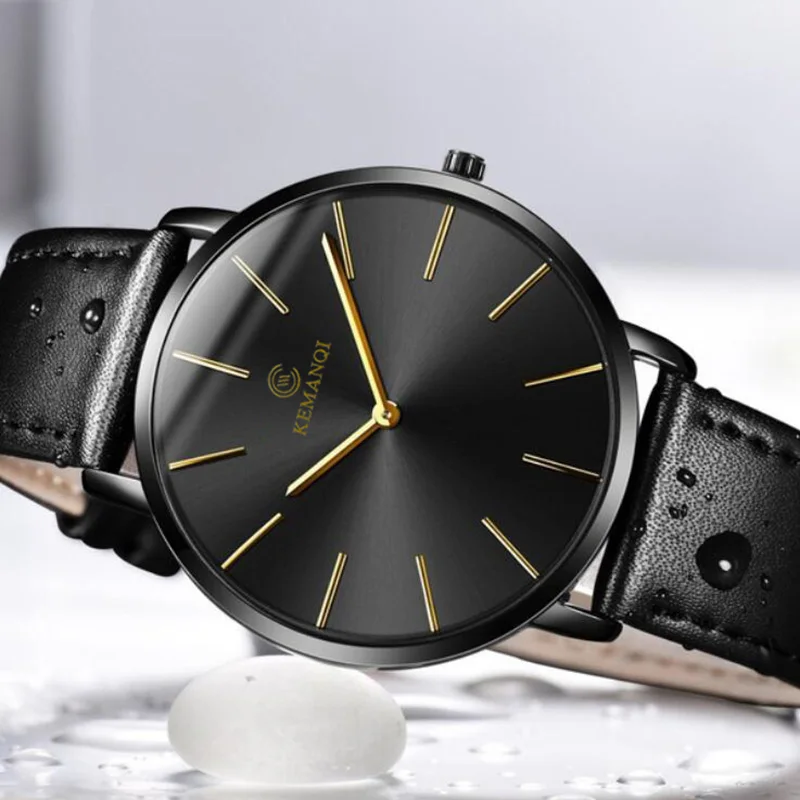 Simple Ultra Thin Watches For Men Quartz Wristwatch Leather Casual Business Mens - £12.29 GBP