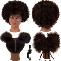 African Mannequin Head with 100% Human Hair Curly Cosmetology Manican Ma... - $60.49