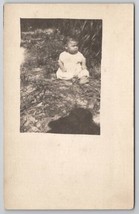 Adorable Baby Sitting in Corn Field RPPC Postcard A26 - £10.14 GBP