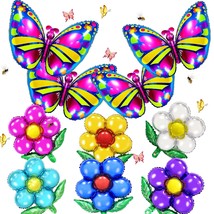 10 Pcs Butterfly Flower Balloons, Huge Colorful Flower Aluminum Foil Bal... - £15.17 GBP