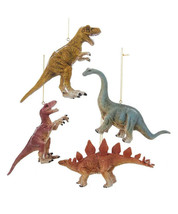 Kurt Adler Set Of 4 Dinosaur Prehistoric Christmas Ornaments - £15.89 GBP