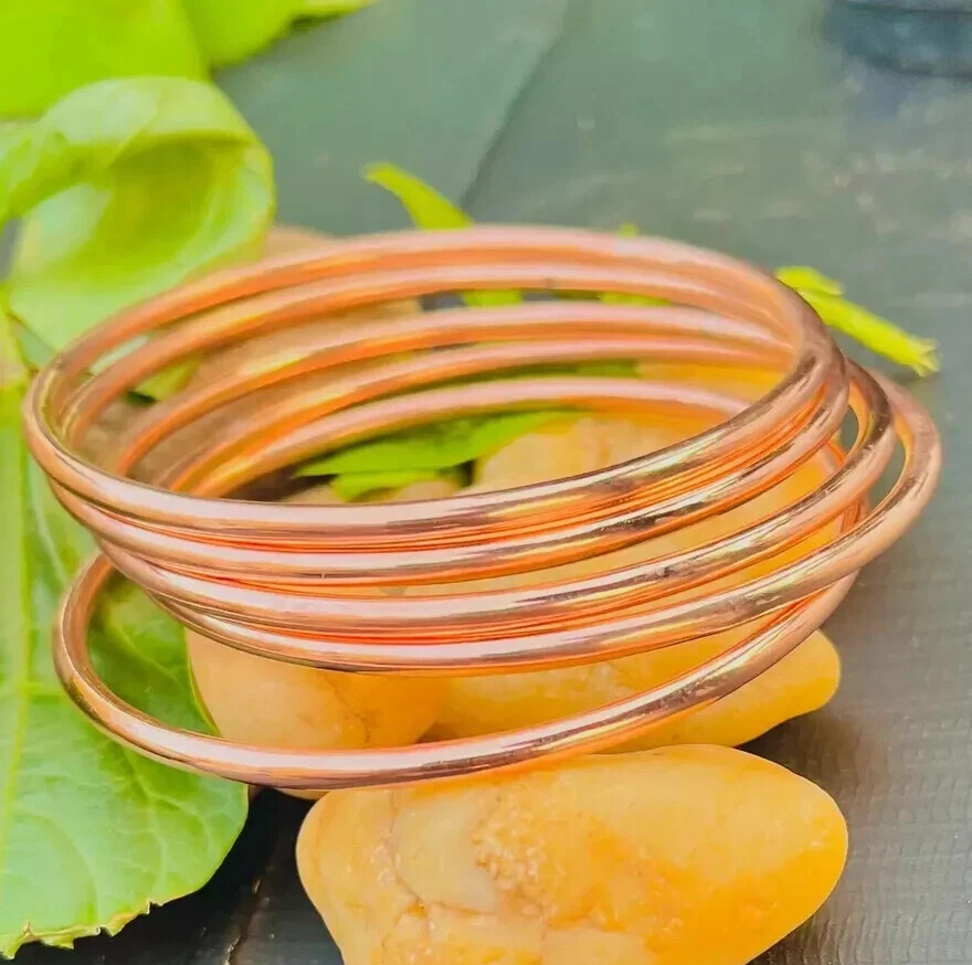 Set Of 5 Pc Pure Copper Bangles, Women Bracelet Bangle, Healing Bangles,... - $26.06+