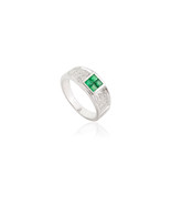 Vintage Emerald Diamond Ring Wedding Square Cut Emerald Dome Band Ring F... - $375.00