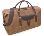  Oversized Canvas &amp; Leather Weekend Duffel - Brown - £64.14 GBP