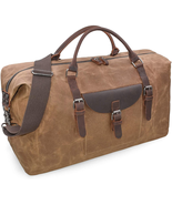  Oversized Canvas &amp; Leather Weekend Duffel - Brown - £63.39 GBP