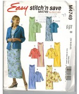 McCalls Easy Stitch &#39;n Save Uncut Pattern #M4749 Jacket Dress Size B 16 ... - $5.70
