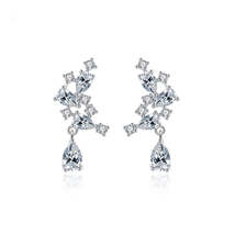 Cubic Zirconia &amp; Crystal Pear-Cut Cluster Drop Earrings - £11.98 GBP