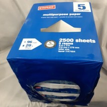 Staple Multipurpose Paper 2500 Sheets 5 Reams White 8.5x11&quot; Letter Size ... - £22.39 GBP