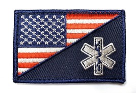 USA Flag EMS Nurse Medical Morale Patch Hook &amp; Loop Gear Bag Tac Vest Police - £5.52 GBP