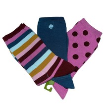 Kate Spade Crew Socks Pink Teal Red 3 Pair Polka Dot Stripe Logo Gift Size 4-10 - £19.88 GBP
