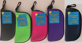 Soft Polyester Sunglass Cases with Zipper &amp; Swivel Clip, Select Color - £2.39 GBP