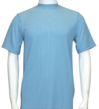 Men Dressy T-Shirt  LOG-IN UOMO Soft Crew Neck Corded Short Sleeves 218 Sky Blue - £31.96 GBP