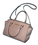 Michael Kors Ciara Dusty Pink/ Lilac Saffiano Leather Crossbody Bag-MEDI... - £35.77 GBP