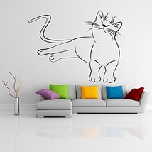 ( 28&#39;&#39; x 21&#39;&#39;) Vinyl Wall Decal Cute Relaxed Cat / Happy with His Life Kitten Si - £20.83 GBP