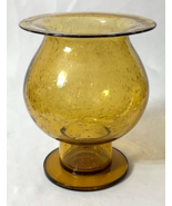 Vintage Blenko Style Amber Bubble Glass Hurricane Candle Holder - $29.69