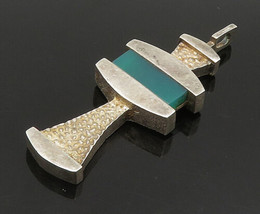 925 Sterling Silver - Vintage Green Onyx Textured Lighthouse Pendant - PT20249 - £32.12 GBP