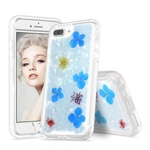 for iPhone 6/6s/7/8 Plus Pressed Real Dried Flower Case LIGHT BLUE - £5.40 GBP