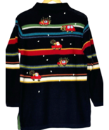 Susan Bristol Christmas Sweater Size Small Black Mock Neck Striped Embel... - $19.65 CAD