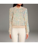 Nanette Nanette Lepore Velvet Sequin Bomber Jacket Women&#39;s XL Cream - $89.95