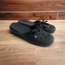 Crocs Audrey Hallmark Womens Size 8 Black Slip-On Slides Clog Matching Bows - £24.37 GBP