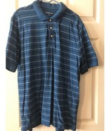 Croft &amp; Barrow Men&#39;s Polo Shirt Blue With Black &amp; White Stripes Size Large - £10.69 GBP