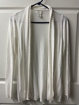 Adrienne Vittadini  White  Linen Blend Cardigan Sweater Size M Open Front - £12.55 GBP