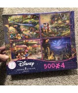 Thomas Kinkade Disney 4 in 1 Jigsaw Puzzle 500 piece Mickey Beauty Beast... - $38.35 CAD