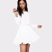 Rebecca Minkoff Button Up Long Sleeve Tammy Blouson Mini Dress White 4 B... - £76.53 GBP