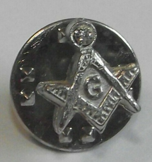 Vintage new old stock silver tone crystal accent mason lapel hat scarf pin - $5.00