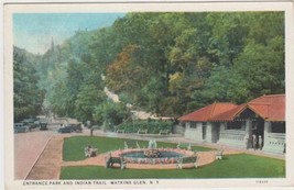 Watkins Glen New York NY Postcard 1947 Entrance Park Indian Trail Hershey PA - $2.99