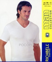 3 Men&#39;s V-Neck Half Sleeve Cotton T-Shirts Richbell RH12 Tank Top - $15.65