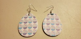 Faux Leather Dangle Earrings (New) Pastel Easter Eggs #1 - £4.44 GBP