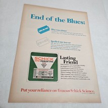 Schick Super Stainless Steel Razor Blades End of the Blues Vintage Print Ad 1967 - £8.57 GBP
