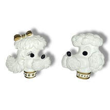 Vintage Miller Chalkware Poodle Wall Plaque Set White Gold Retro MCM Dog... - £23.12 GBP