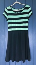 Eric + Lani Mint Green Black Striped Dress Juniors Size Medium Retro Mod - £7.00 GBP