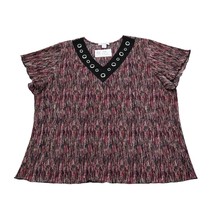 Dressbarn Shirt Womens 1X Multicolor V Neck Cap Short Sleeve Casual Top - £17.81 GBP