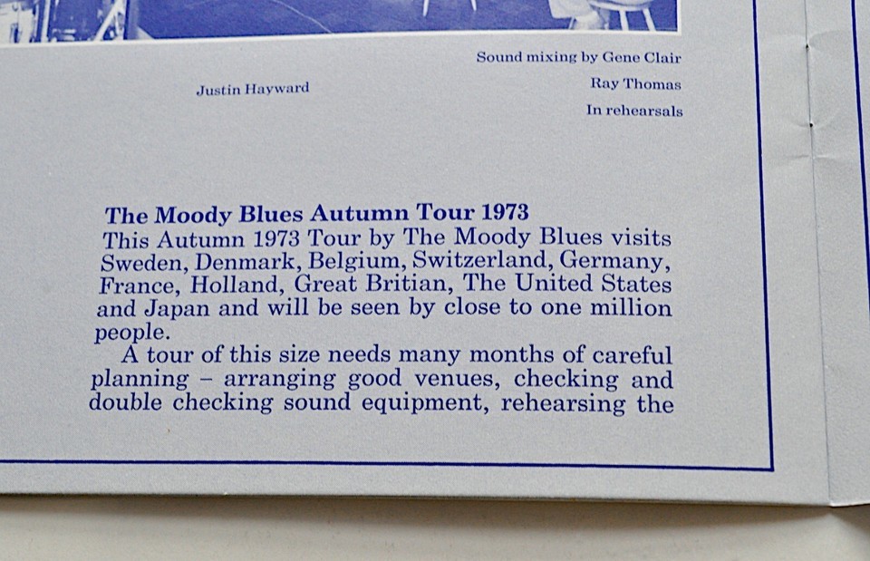 Moody Blues Autumn Tour Book Concert Program 1973 Nicky James Band Reprint? Item image 4