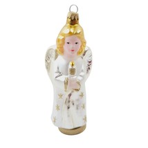 Lauscha Glas Creation Hand Decorated Blown Glass Angel Ornament Germany Vintage - £11.89 GBP