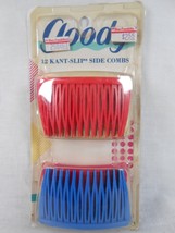 Vintage Goody Kant Slip Side Combs Set Of 12 1989 Red Pink Cream Black B... - $14.00
