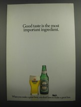 1991 Heineken Beer Ad - Good taste is the most important ingredient - $18.49