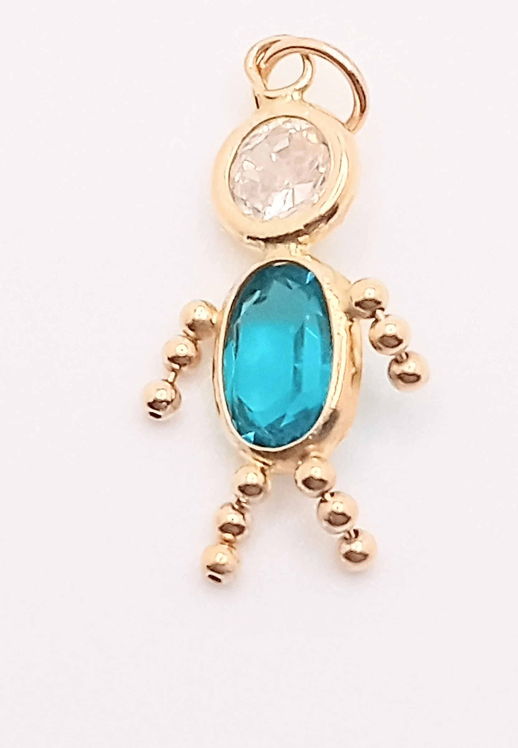 14kt Gold December Birthstone Blue and White Crystal Artistic Little Boy... - $49.00